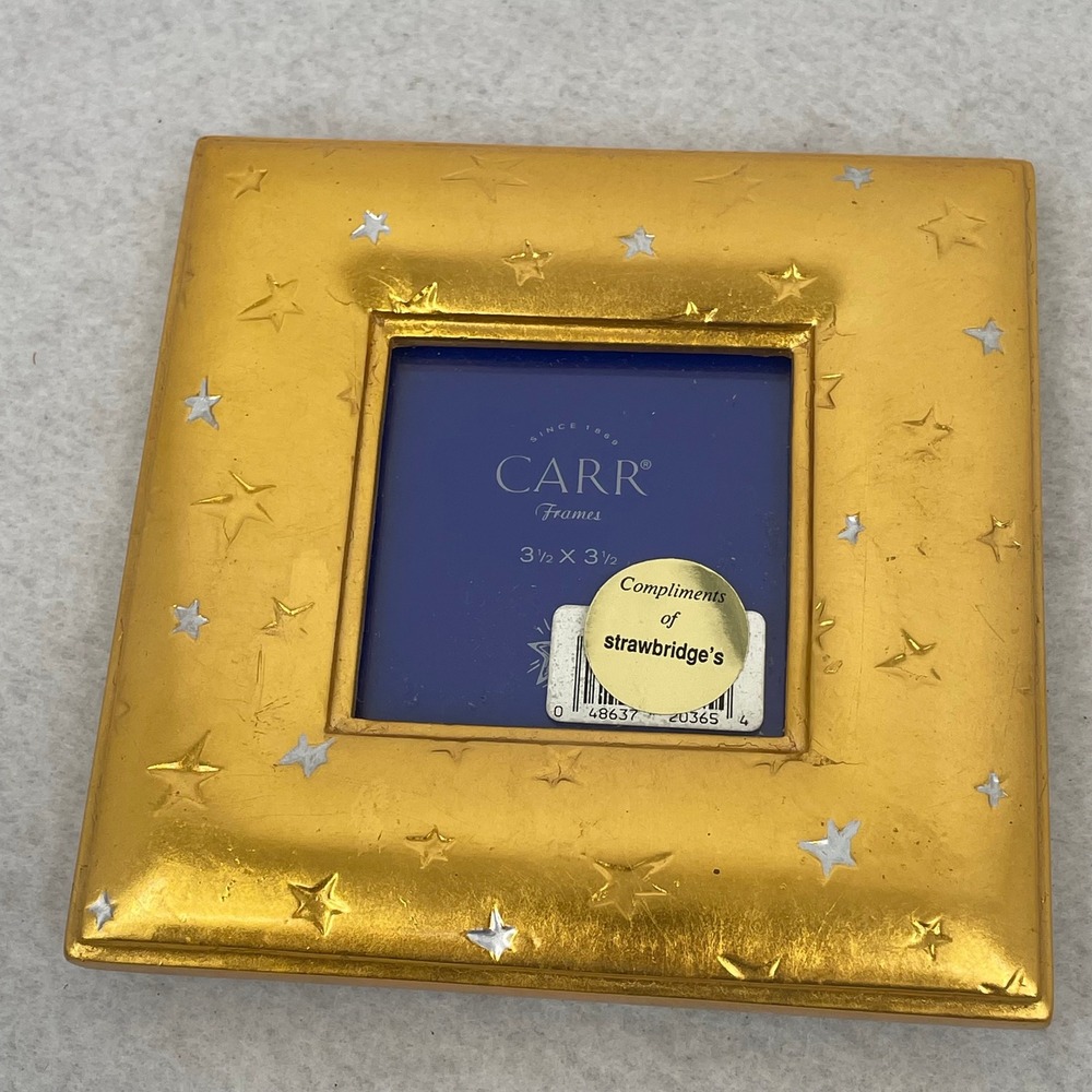 Vintage 1997 Carr Frames Gold Star Celestial Square Photo Frame 3.5x3.5